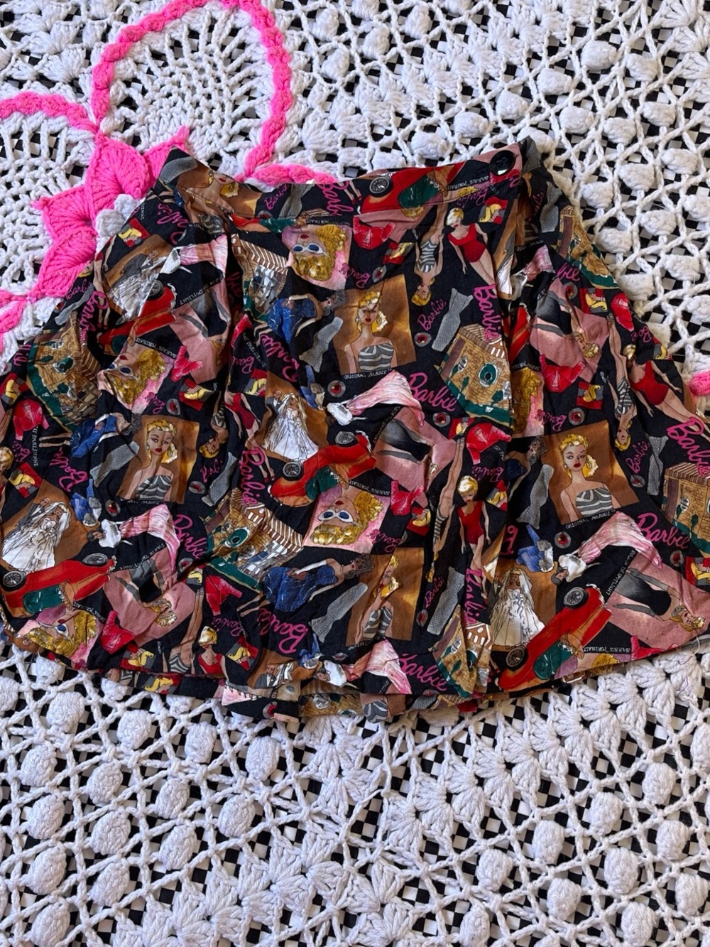 RARE 1990’s Nicole Miller Barbie Print Rayon A-Line Skirt